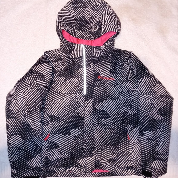 Columbia | Girls Zebra Print Puffer Jacket Size XXS 4-5 Black & Hot Pink - Picture 1 of 16
